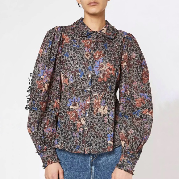 ULLA JOHNSON Circe Blouse Floral Top Shirt